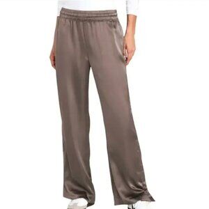 Old Navy Satin Track Pants Temple Stone Taupe Minimalist Lounge Travel Large NWT